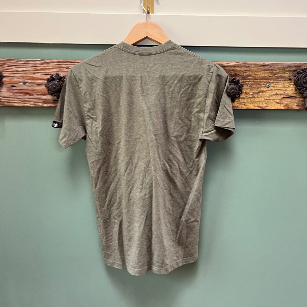 Howler Brothers Mens Graphic T-Shirt Small Heather Olive Green Fish Logo Tee - Picture 3 of 4